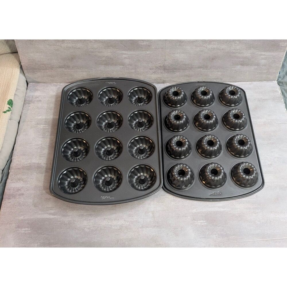 2 Wilton 12-cavity bundt - mini fluted tube pans